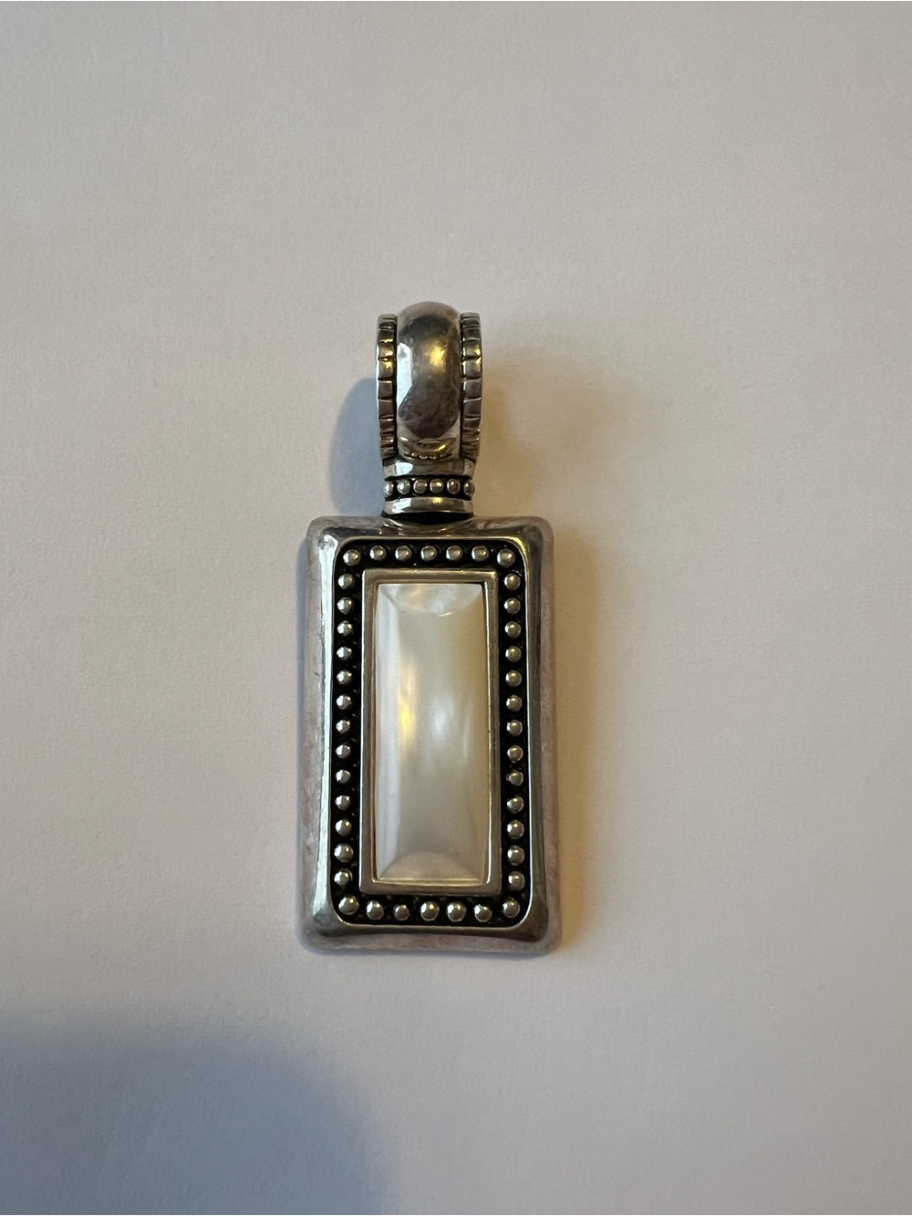 Premier Designs Vintage Rectangular Mother-of-Pearl Pendant in Silver